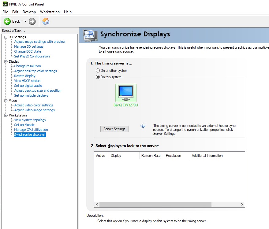 nvdia sync pannel