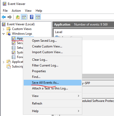 event Viewer logs