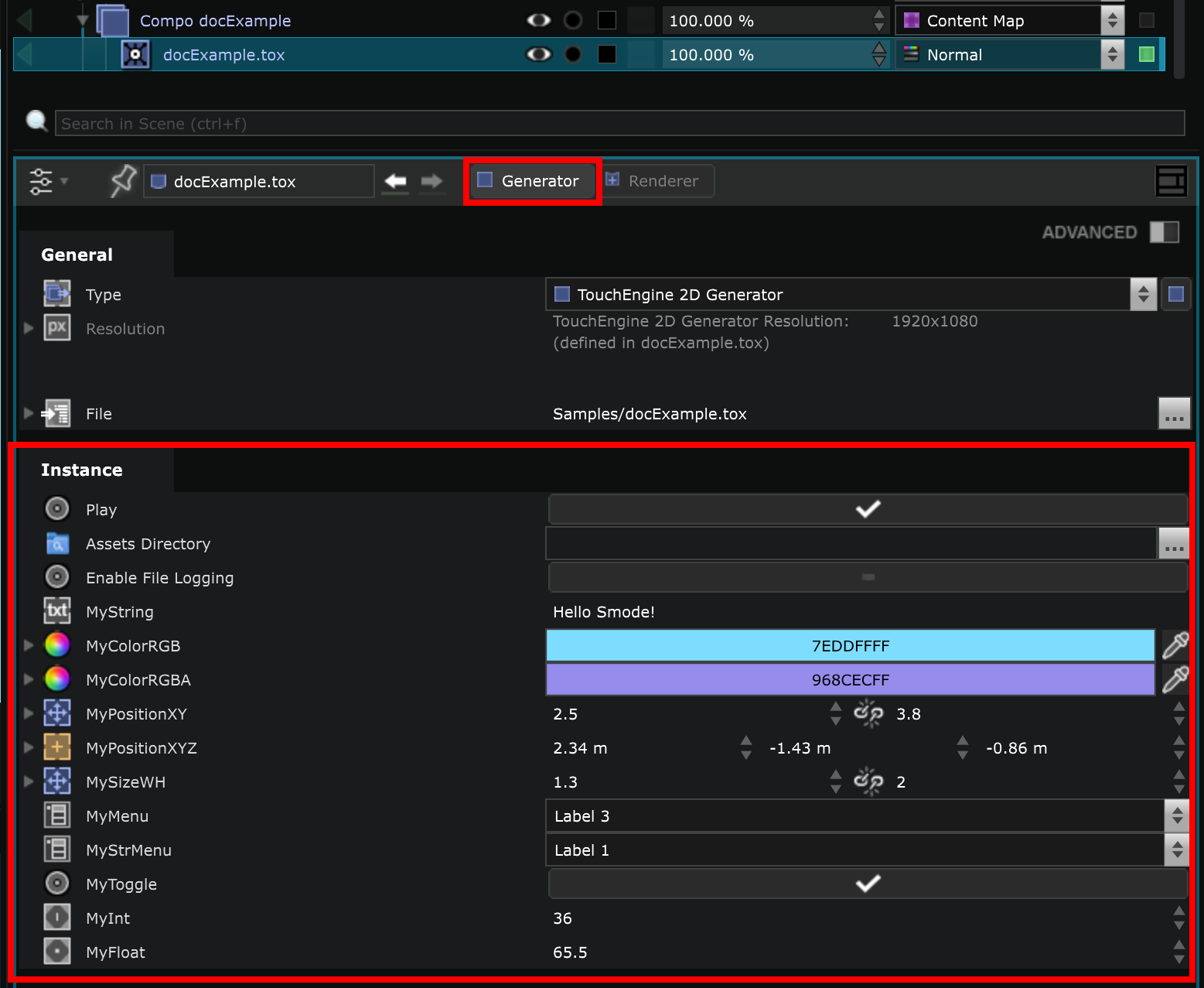 GeneratorCustomParameters